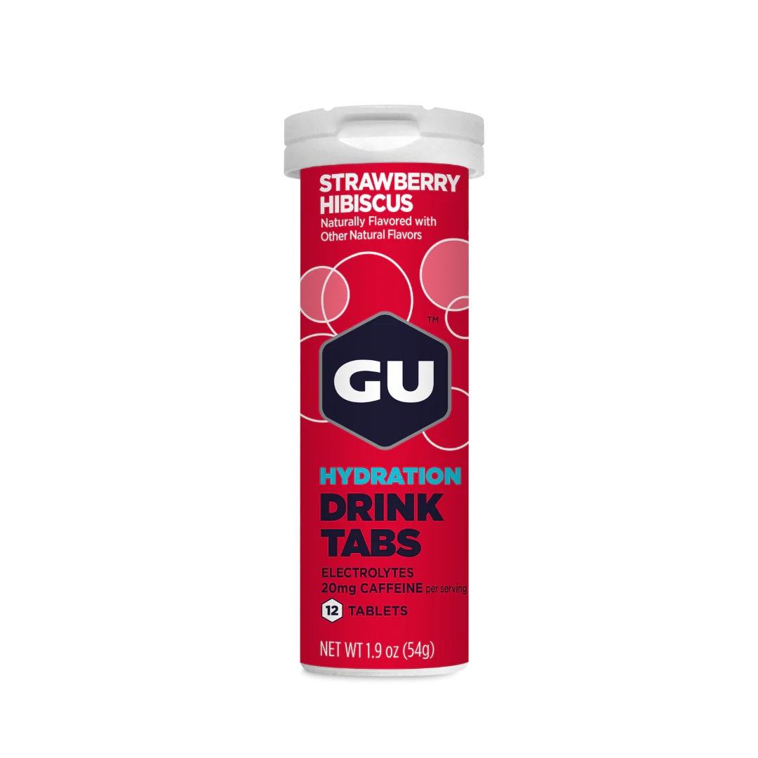 Изотонические таблетки GU Energy Strawberry Hibiscus (с кофеином), 12 шт в тубе