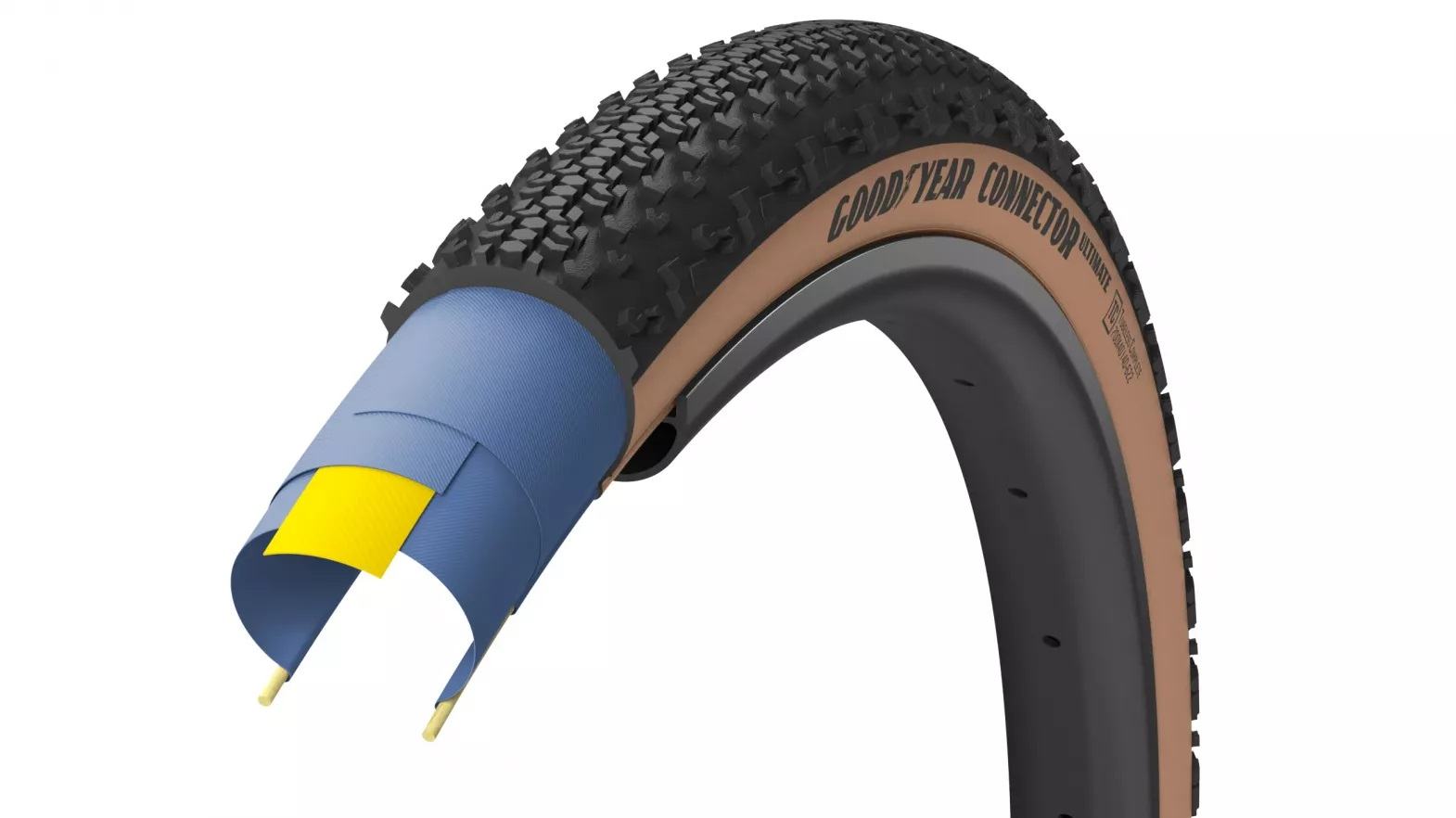 Покришка 700x40 GoodYear CONNECTOR tubeless complete, folding, black/tan, 120tpi