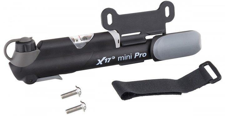 Насос X17 Mini Pro пласт. 9", с манометром, schrader/presta, черный